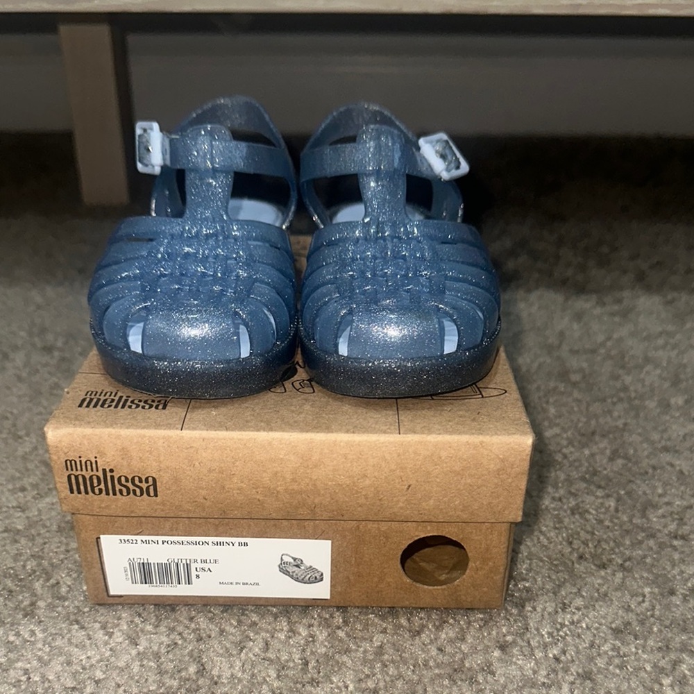 Mini Melissa Blue and Silver Jelly Sandals